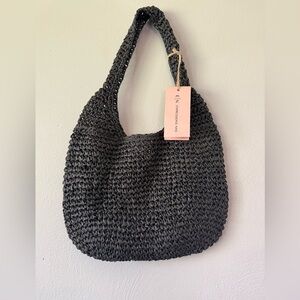Expressions NYC Black Handwoven Shoulder Tote